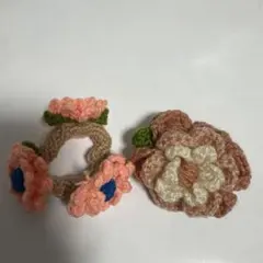花モチーフ ヘアゴム 2個セット