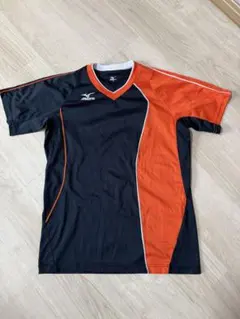【美品】Mizuno バドミントンウェア 半袖 Sサイズ ブラック×オレンジ