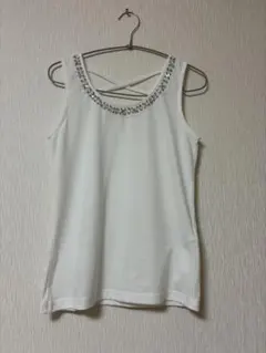 (M)COLZA ビジュー付きタンクトップ ホワイトのサムネイル