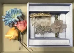 【まとめ売り】花とビジューのヘアアクセサリーセット クリップ 浴衣 結婚式