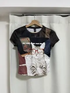 SHEIN 猫プリント 半袖Tシャツ XS