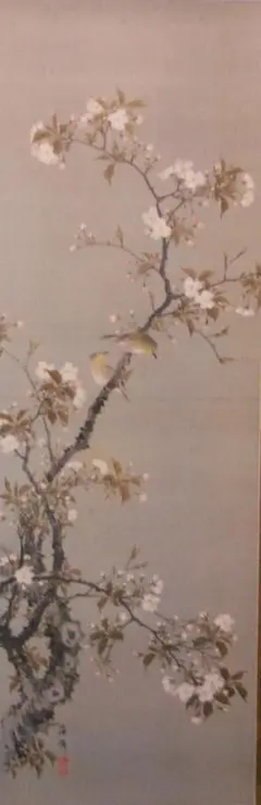 掛け軸 前橋玉昇 作 『 菊 』 絹本 希少 軸装 茶道具 掛軸 美品 です