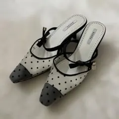 RANDA ドット柄 リボン付きミュール