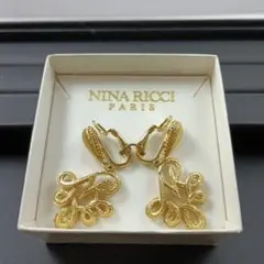 NINA RICCI ニナリッチ イヤリング ゴールド NRロゴ 箱付き