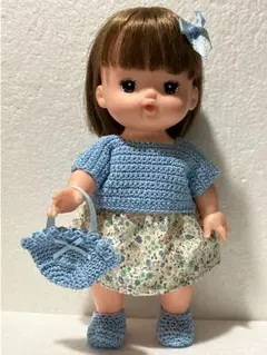 メルちゃん、ソランちゃんのセーターセット❣️爽やかブルー、オプションのモチーフ付き