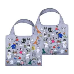 ムーミン　オールスター　ショッピング　バッグ　グレー　エコバックのサムネイル