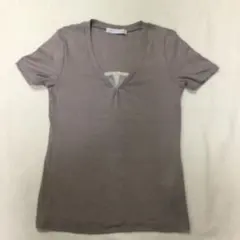 FABIANA FILIPPI 綿94％グレー Vネック Tシャツ　イタリア製のサムネイル