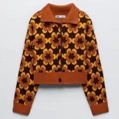 zara 花柄ニット カーディガン