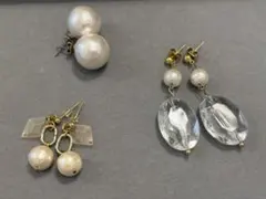 コットンパール　　大きめ　クリア　ピンク　ゴールド　ピアス