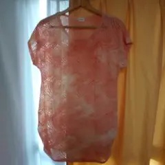 vingtrois オレンジ メッシュ 半袖チュニック