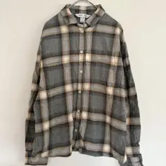 OLD NAVY ボーイフレンドシャツ S 秋冬 グレー系　チェックシャツ
