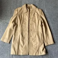 値下げ中⭐️レザーコート　濃いベージュ　本革　La Torre 13AR