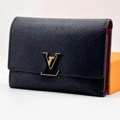 【美品】ルイヴィトン ポルトフォイユ カプシーヌ コンパクト ブラック 折り財布