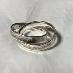 ティファニー　2連　リング　インターロッキング 希少 TIFFANY＆CO．ティファニー 1837 2連 リング 14号 SV