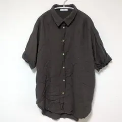 a.v.v アーヴェヴェ レーヨン 麻 リネンブレンド 半袖 シャツ 茶 Mのサムネイル