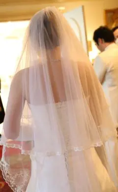 ウェディング　ベール　レース　ロング