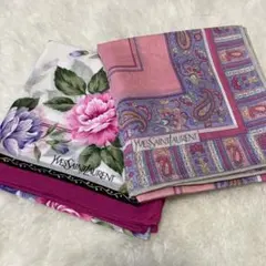 Yves Saint Laurent ハンカチ 花柄 ペイズリー　２枚セット