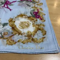 Christian Dior 花柄ハンカチ 約20cm