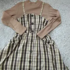 BREEZE チェック柄の長袖ワンピース