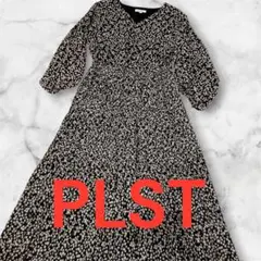 美品❤️PLST（プラステ）花柄　黒　フラワープリント　プリーツ　ワンピース　 L