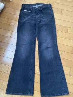 USED DieselブラックローライズブーツカットデニムSIZE 27