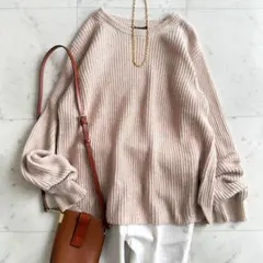 美品 セオリー コットンカシミヤ クルーネック ニットプルオーバー◆ベージュ