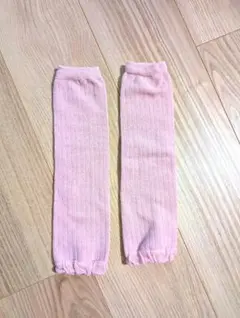 【新品未使用】ベビーレッグウォーマー ピンク リブ編み