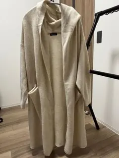 MACPHEE フード付きニットカーディガン ベージュ