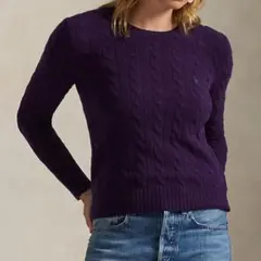 ❤ ポロラルフローレン カシミヤ混 ケーブルセーター 大人気 カラーパープル❤