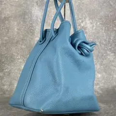 【美品】VASIC BOND ボンド 希少ショルダーバッグ 巾着 レザー ブルー