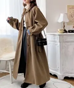2way ロング チェスター オーバーサイズ コート　キャメル　ベルト付き