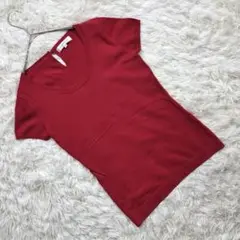 美品　エムプルミエ　ニット　半袖【38】薄ニット　レッド