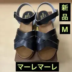 【新品】マーレマーレ　手染めクロスサンダル 黒　Mサイズのサムネイル