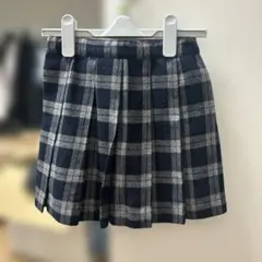 ネイビー グレー チェック プリーツスカート 100cm