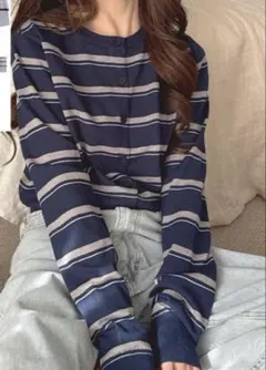 【新品未使用】GRL レイヤードカーディガン風配色ニット　dk1611 ブラック