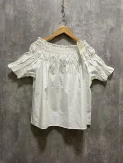 ☆タグ付き未使用品☆ chocol raffine シャーリング5分袖ブラウス