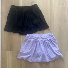 cat&jack レギンス付きスカート　スカッツ　2枚セット 120 黒　紫