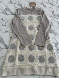 新品♡プティマイン♡お花ニットＴドッキングワンピース♡110㎝