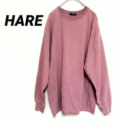 2656M　ハレ　長袖トレーナー　トップス　チュニック　無地　スウェット　紫系