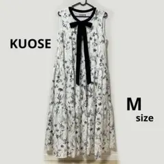 KUOSE クオセ リボンタイ フローラル ティアード マキシドレス Mのサムネイル