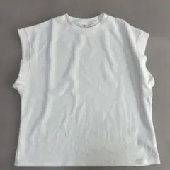 ホワイト ノースリーブ カットソー L