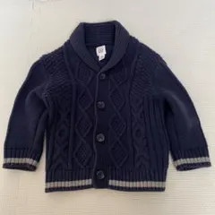 GAP ネイビー ケーブル編み カーディガン　80