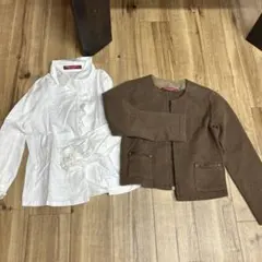 ファミリアのボレロカーディガン シャツのセット 120