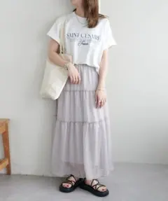 Discoat 箔プリントティアードスカートのサムネイル