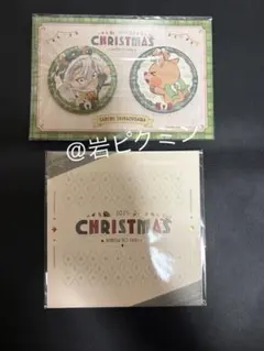 鬼滅の刃カフェクリスマス　不死川実弥缶バッジセット　プレゼントBOX風ステッカー