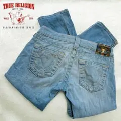 美品トゥルーレリジョン ライトブルー デニム スキニー スティッチ W25