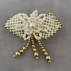 パール・ゴールド・ビーズバレッタ