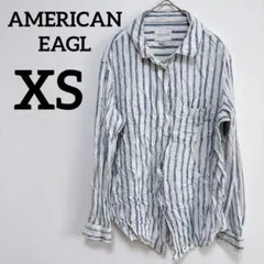 AMERICAN EAGLE ストライプ長袖シャツ 【XS】 ホワイト 羽織りのサムネイル