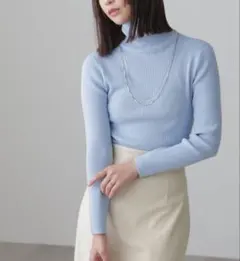 ★タグカット新品未使用★ タートルネックリブニット サックス