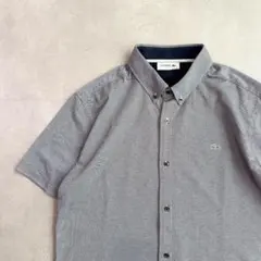 LACOSTE ラコステ　リネン混　ボタンダウン　半袖ストレッチニットシャツ